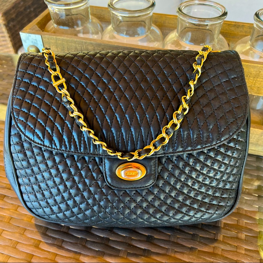 Vintage Bally Lambskin Quilted Leather Wrapped Chain Luxury Shoulder Bag